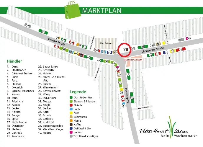 Feinkost Kaisen -  Lageplan der Marktständ des Vitalmarktes in Uelzen